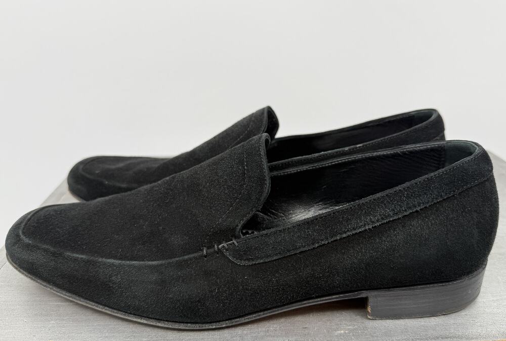 Romano Martegani Men’s Black Suede Loafers Size 9.5 Made in Italy Dress Shoes